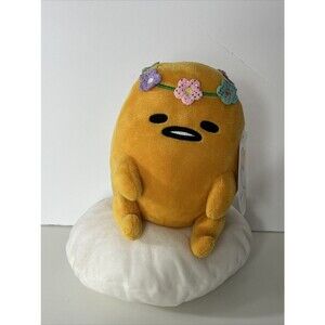Sanrio Gudetama Lazy Egg With Flower Crown Plush Stuffed Animal NWT